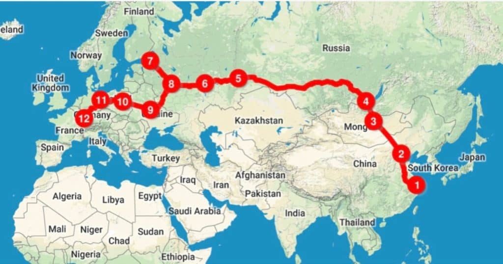 Trans siberian deals railway route