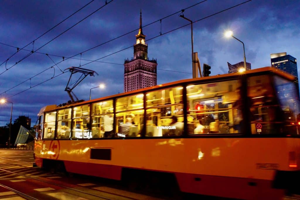 tram in Warsaw, Poland