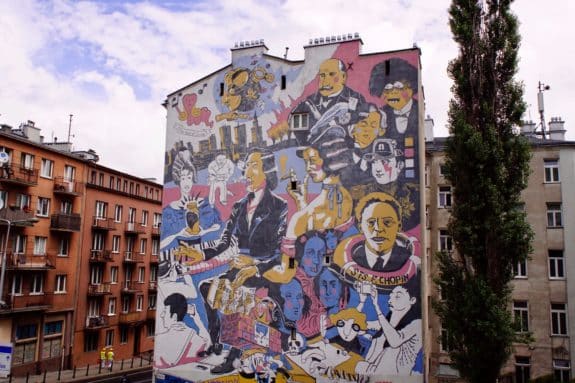 Chopin wall mural in Warsaw, Poland